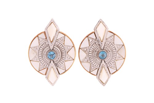 Lot 198 - A pair of Erté 'Le Soleil' earrings, each...