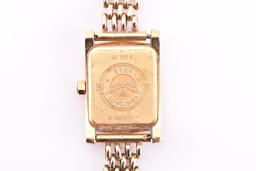 Lot 369 - An 18ct yellow gold Longines lady's wristwatch...
