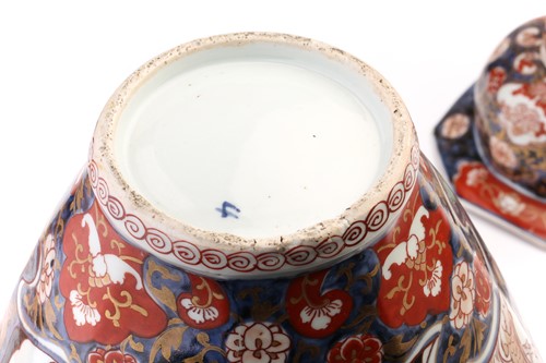 Lot 145 - A pair of Japanese Imari porcelain vases and...