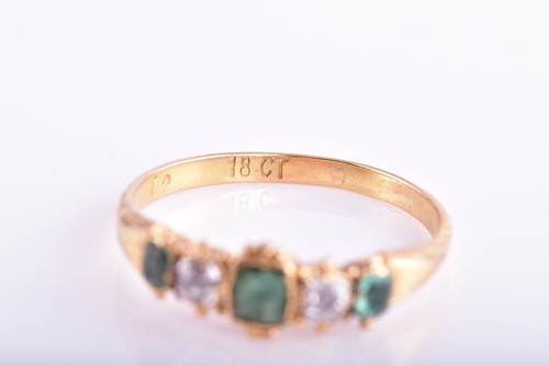 Lot 70 - A 19th century five stone half hoop emerald...