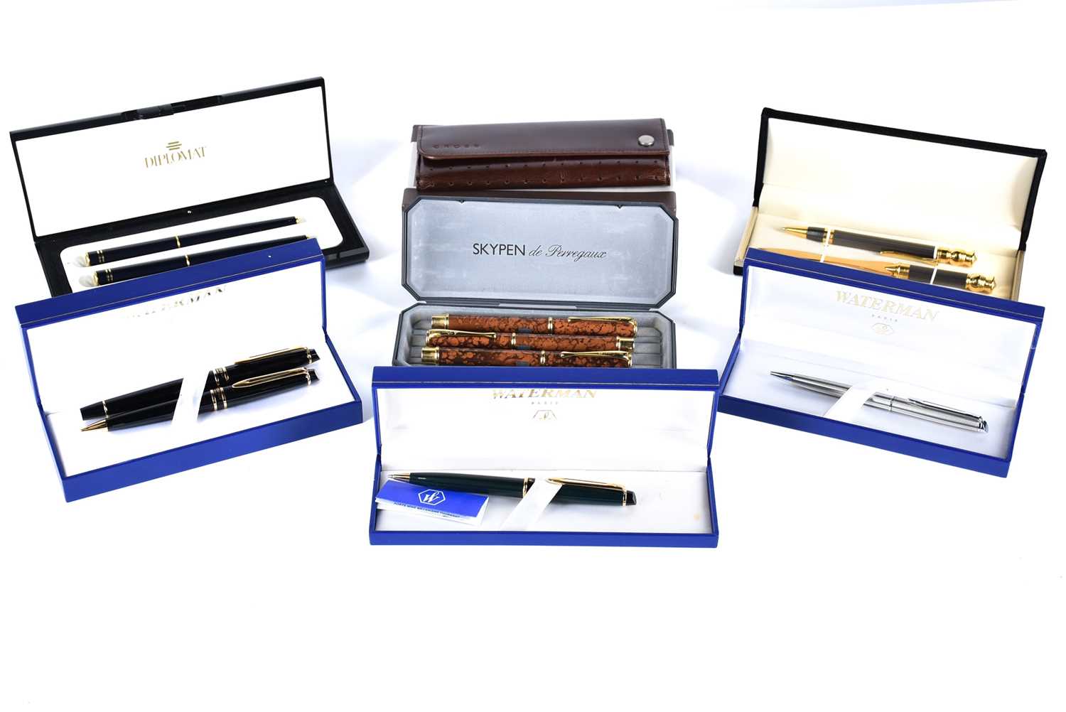Lot 600 - A Waterman's black laquer rollerball pen with...