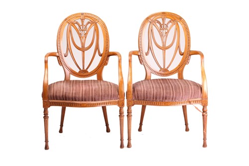 Lot 359 - A pair of fine Adam design satinwood "Prince...