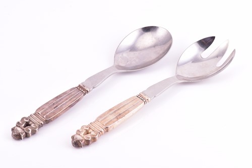 Lot 21 - A pair of Georg Jensen stainless steel and...
