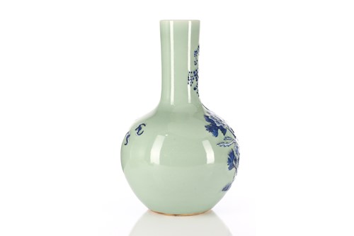 Lot 136 - A Chinese celadon tianqiuping vase, Qing,...