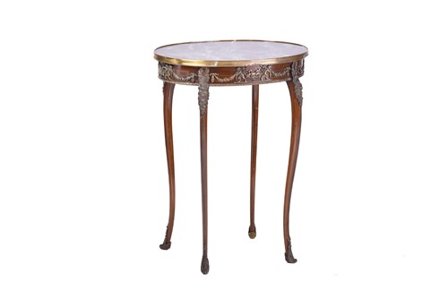 Lot 336 - A Louis XVI style mahogany topped oval side...