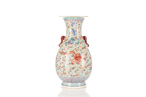 Lot 234 - A Chinese dragon vase, painted with six...