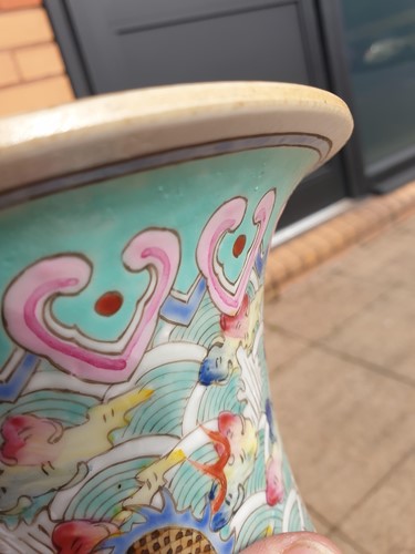 Lot 234 - A Chinese dragon vase, painted with six...