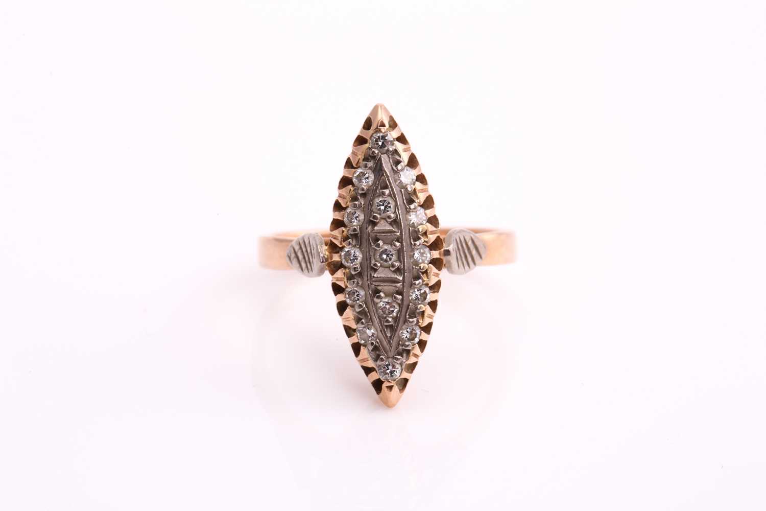 Lot 96 - A diamond-set marquise panel ring, with round...