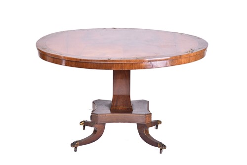 Lot 398 - A Regency figured rosewood and brass inlaid...