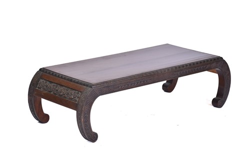 Lot 383 - A Chinese Kang style camphor wood low table,...