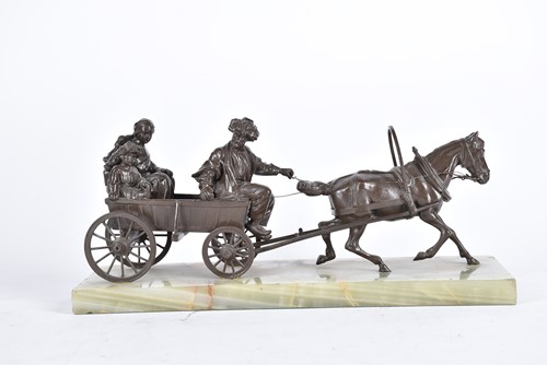 Lot 466 - A cold painted group of a cossack and family...