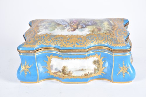 Lot 331 - A large Sevres style porcelain bombe casket,...