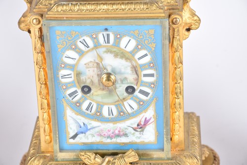 Lot 291 - A matched gilt metal clock garniture, 19th...
