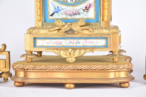 Lot 291 - A matched gilt metal clock garniture, 19th...