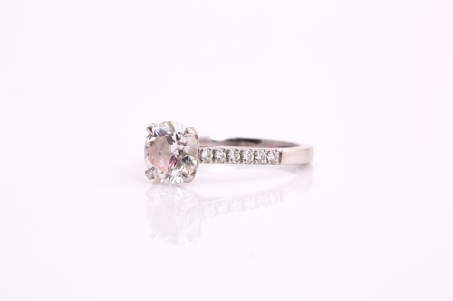 Lot 177 - A platinum diamond solitaire ring, consisting...