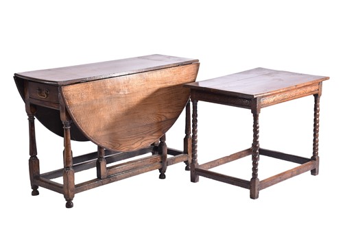 Lot 344 - An early 18th-century oak oval gateleg table...