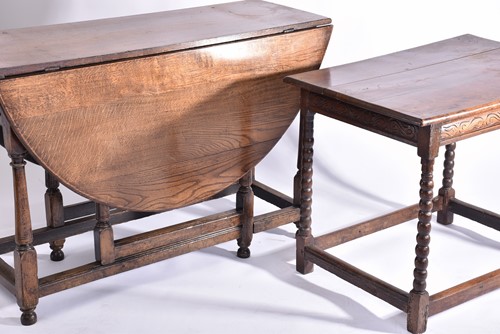 Lot 344 - An early 18th-century oak oval gateleg table...