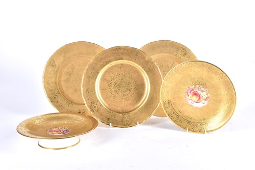 Lot 499 - A Royal Worcester hand painted and acid gilt...