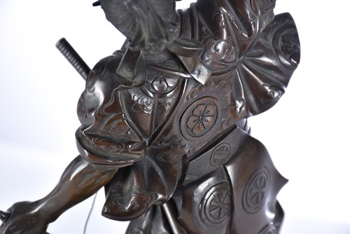 Lot 173 - Two Japanese bronze okimono of samurai, Meiji...