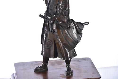 Lot 173 - Two Japanese bronze okimono of samurai, Meiji...