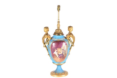 Lot 509 - A large French porcelain vase shape table lamp,...