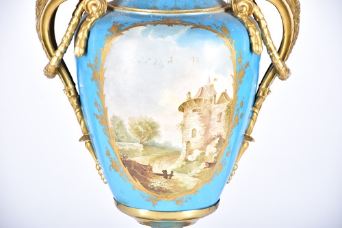 Lot 509 - A large French porcelain vase shape table lamp,...