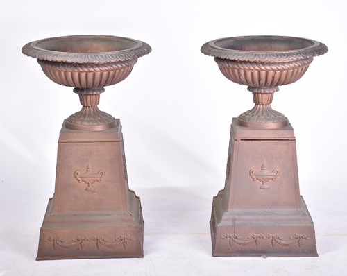 Lot 545 - A pair of decorative cast iron circular tazza...