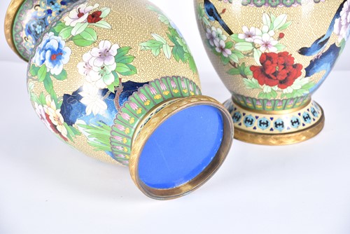 Lot 256 - A pair of Chinese cloisonne vases, second half...