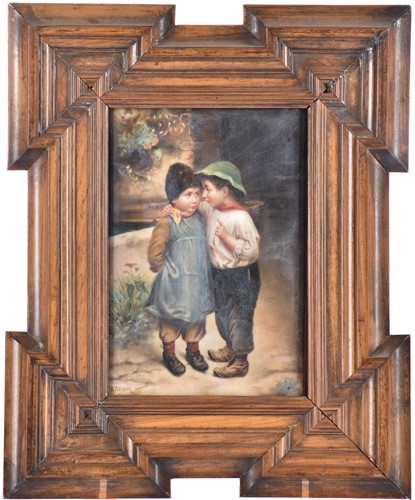 Lot 487 - A German hand-painted porcelain plaque...