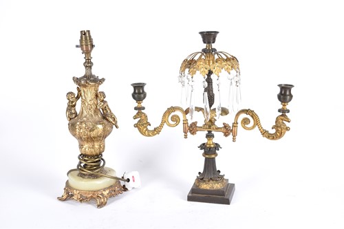 Lot 548 - An Empire period three branch candelabra,19th...