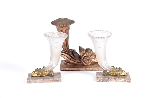 Lot 590 - A pair of 19th century cornucopia vases, the...