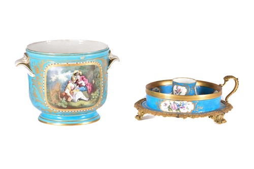 Lot 502 - A Sevres style porcelain and gilt metal...