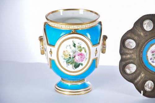 Lot 517 - A Sevres style panel set into a gilt metal...