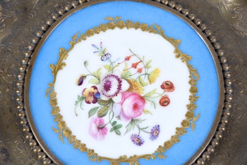 Lot 517 - A Sevres style panel set into a gilt metal...
