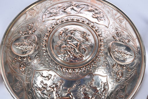 Lot 592 - An electrotype silver plate on copper charger,...