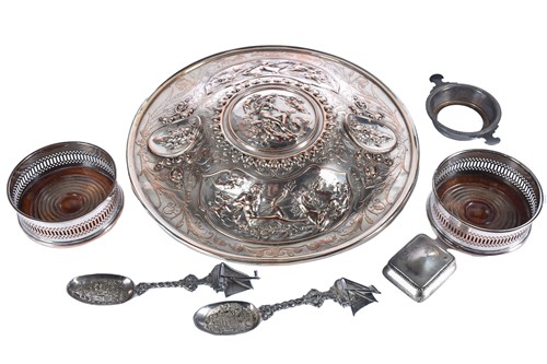 Lot 592 - An electrotype silver plate on copper charger,...