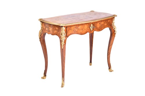 Lot 450 - A Louis XVI style floral marquetry and...