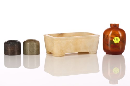 Lot 289 - Two Chinese jade archers rings, internal...