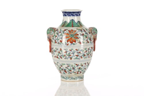 Lot 129 - A Chinese porcelain Doucai vase, the shoulder...