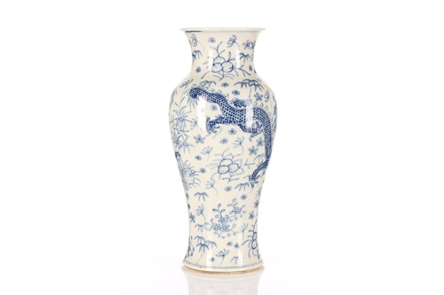 Lot 166 - A Chinese blue & white porcelain dragon vase,...