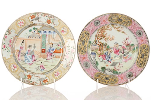 Lot 205 - Two Chinese famille rose figural plates,...