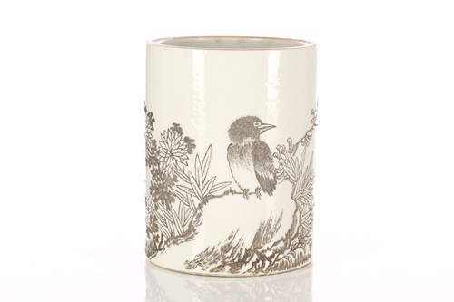 Lot 165 - A Chinese porcelain bitong, the etched...