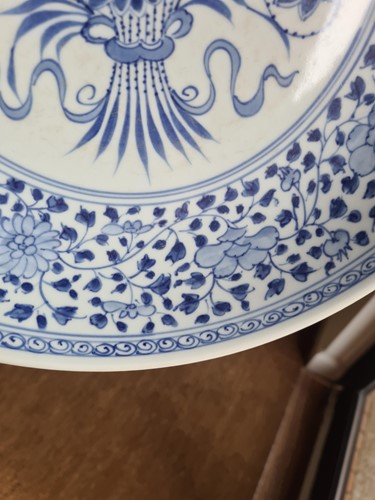 Lot 97 - A Chinese blue & white lotus bouquet dished...