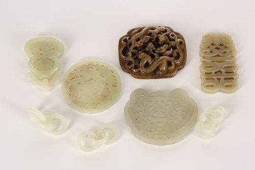 Lot 161 - A Chinese carved jade panel, possibly...
