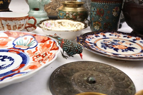 Lot 156 - A collection of Japanese porcelain and metal...