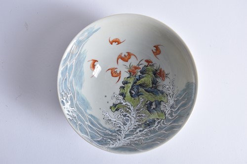 Lot 168 - A Chinese porcelain 'Wufu' bowl, finely...