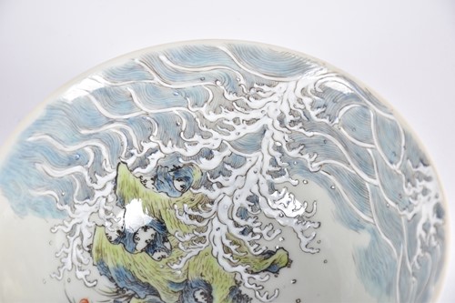 Lot 168 - A Chinese porcelain 'Wufu' bowl, finely...