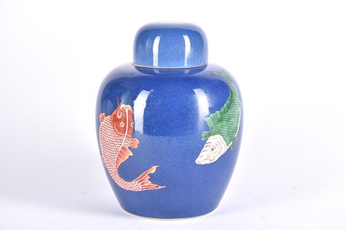 Lot 214 - A Chinese powder blue ginger jar & cover, in...