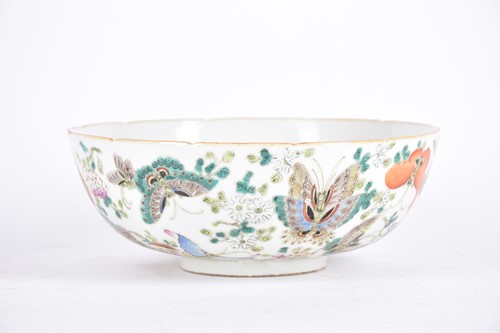 Lot 237 - A Chinese famille rose butterfly bowl, the...