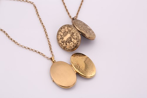 Lot 236 - Two locket necklaces, consisting of a 9ct gold...